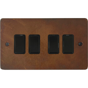 flat rust light switch (4 gang/black switches) front fc0825