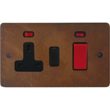 flat rust cooker switch with socket (black switch) front fc0825
