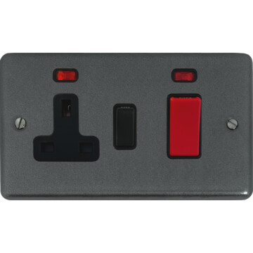 contour pewter cooker switch with socket (black switch) front fc0825
