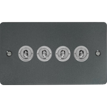 flat pewter toggle switch (4 gang/brushed steel toggle) front fc0825