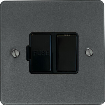 flat pewter switched fused spur (black insert/black switch) front fc0825