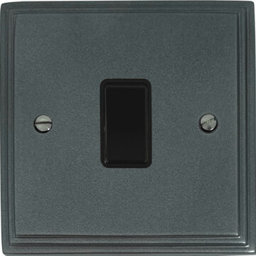 victorian pewter light switch (1 gang/black insert/black switch) front fc0825