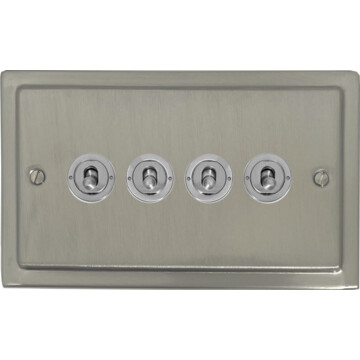satin nickel toggle switch (4 gang/brushed steel toggle) front fc0825