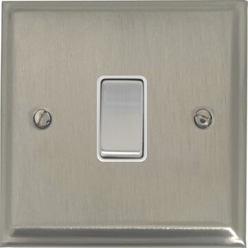 deco satin nickel intermediate switch (1 gang/white insert/matching switch) front fc0825