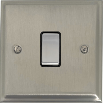 deco satin nickel intermediate switch (1 gang/black insert/matching switch) front fc0825