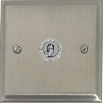 deco satin nickel intermediate toggle switch (1 gang/brushed steel toggle) front fc0825