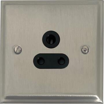deco satin nickel 5a 3 pin socket (black insert) front fc0825