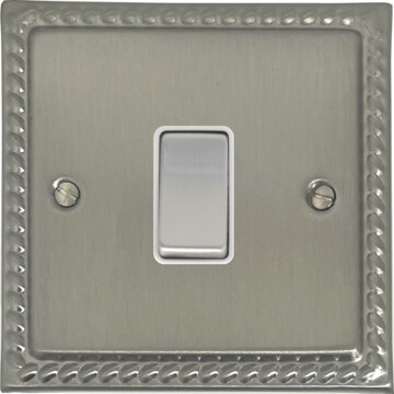 georgian satin nickel light switch (1 gang/white insert/matching switch) front fc0825