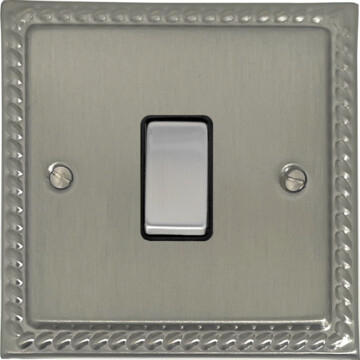 georgian satin nickel light switch (1 gang/black insert/matching switch) front fc0825