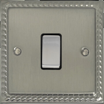 Georgian Satin Nickel Intermediate Switch (1 Gang/Black Insert/Matching Switch)