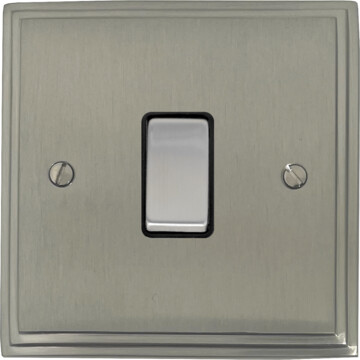 victorian satin nickel switch (1 gang/black insert/steel switch) front fc0825