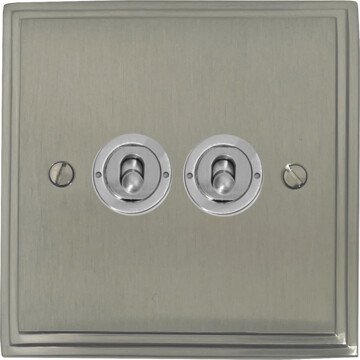 victorian satin nickel toggle plate (2 gang/brushed steel toggle) front fc0825