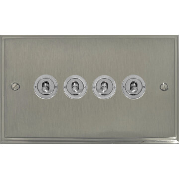 victorian satin nickel toggle plate (4 gang/brushed steel toggle) front fc0825