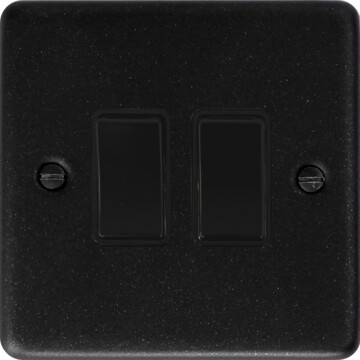 contour graphite light switch (2 gang/black plastic switch) front fc0825