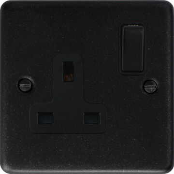 contour graphite single socket (black plastic switch) front fc0825
