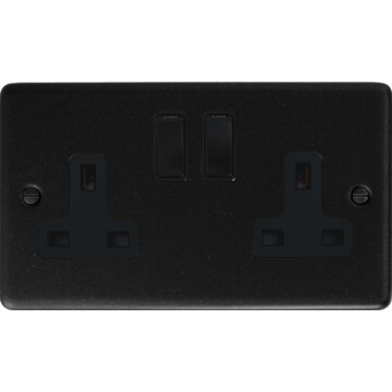 contour graphite double socket (black plastic switches) front fc0825