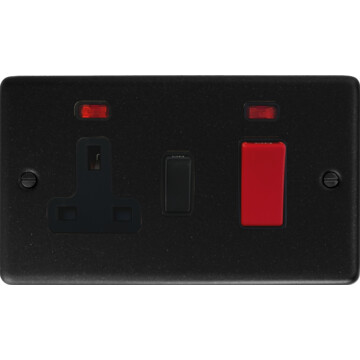 contour graphite cooker switch with socket (black plastic switch) front fc0825