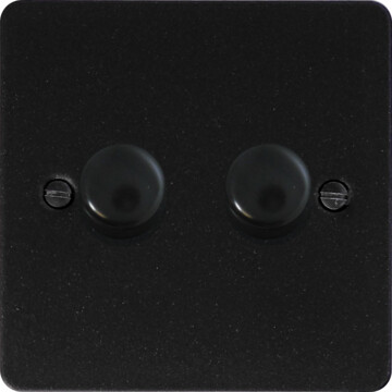 flat graphite led dimmer (2 gang) front fc0825