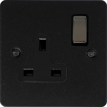 flat graphite single socket (black nickel switch) front fc0825