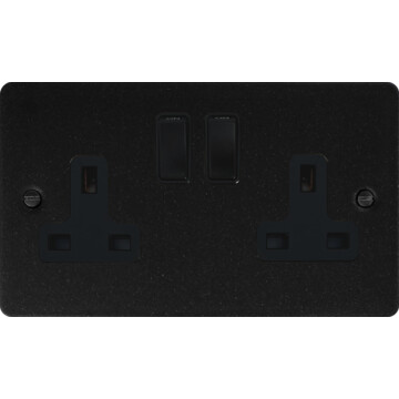 flat graphite double socket (black switches) front fc0825