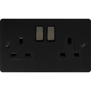 flat graphite double socket (black nickel switches) front fc0825