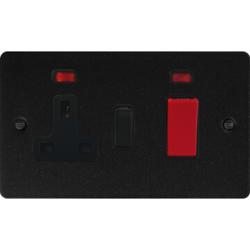 flat graphite cooker switch with socket (black switch) front fc0825