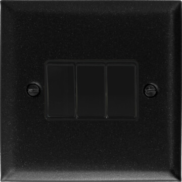 spectrum graphite light switch (3 gang/black switches) front fc0825