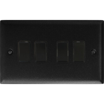 spectrum graphite light switch (4 gang/black switches) front fc0825