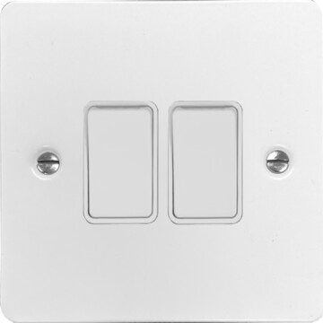 flat white light switch (2 gang) front fc0825