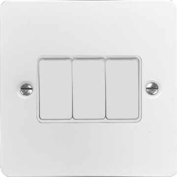 flat white light switch (3 gang) front fc0825