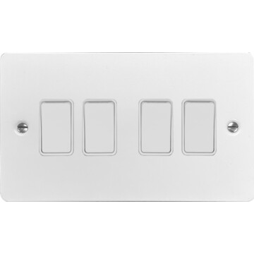 flat white light switch (4 gang) front fc0825
