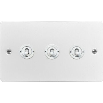 flat white toggle switch (3 gang/white toggle) front fc0825