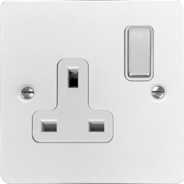 flat white socket (single socket/chrome switch) front fc0825