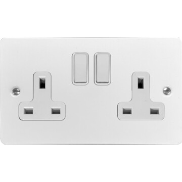 flat white socket (double socket) front fc0825