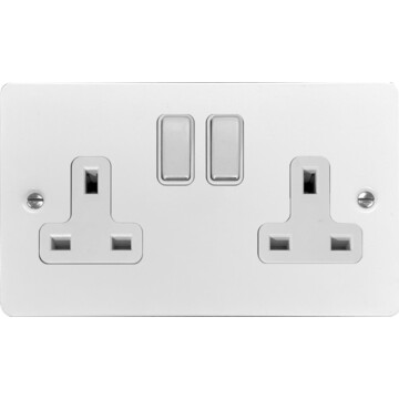 flat white socket (double socket/chrome switches) front fc0825