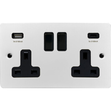 flat white socket with usb (usb-a and usb-c/black switch) front fc0825