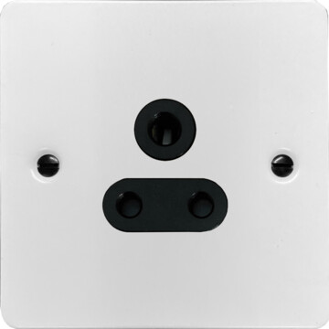 flat white 5 amp 3 pin socket (black insert) front fc0825