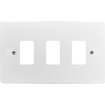 flat white grid plate (3 gang) front fc0825