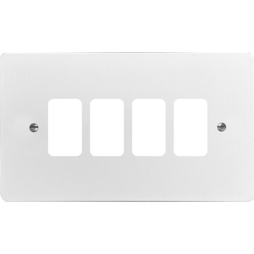 flat white grid plate (4 gang) front fc0825