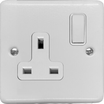 contour white single socket (white switch) front fc0825