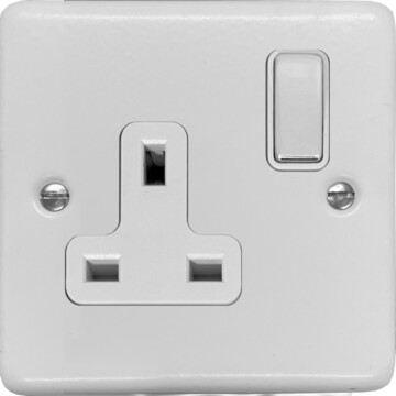 contour white single socket (metal switch) front fc0825