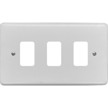 contour white grid plate (3 gang) front fc0825