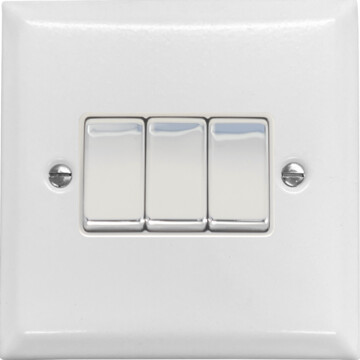 spectrum white light switch (3 gang/white insert/polished chrome switches) front fc0825