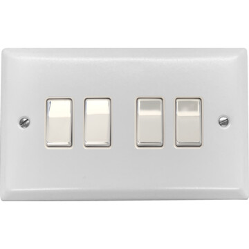 spectrum white light switch (4 gang/white insert/ polished chrome switches) front fc0825
