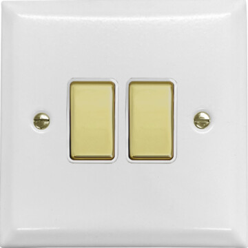 spectrum white light switch (2 gang/polished brass switches) front fc0825