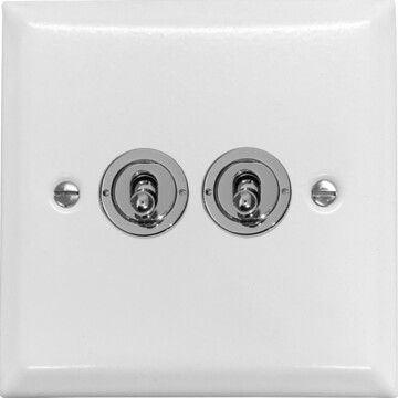 spectrum white toggle switch (2 gang/polished chrome switches) front fc0825