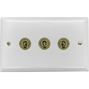 spectrum white toggle switch (3 gang/polished brass switches) front fc0825