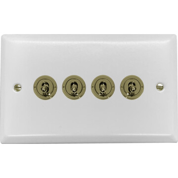 spectrum white toggle switch (4 gang/polished brass switches) front fc0825