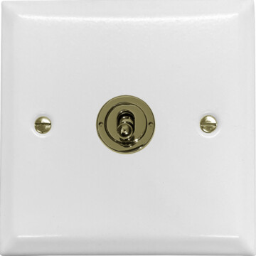 spectrum white intermediate toggle switch (polished brass switch) front fc0825