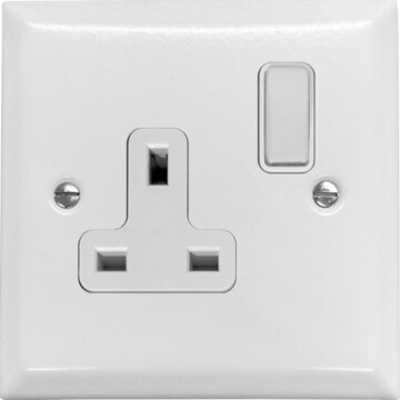 spectrum white single socket (white switch) front fc0825